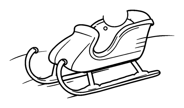 Snowy Sledge colouring page — free printable for kids