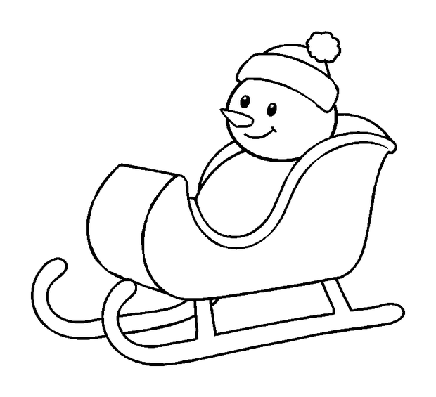 Snowy Sledge colouring page — free printable for toddlers