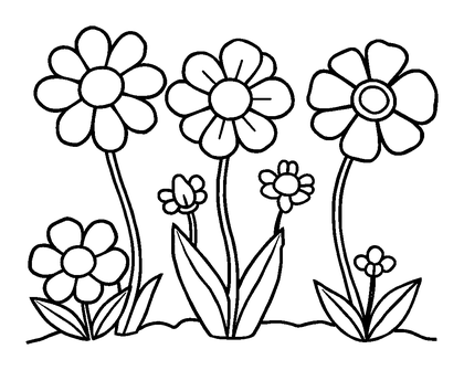 Spring Flowers Colouring Page (Kids, Standard)