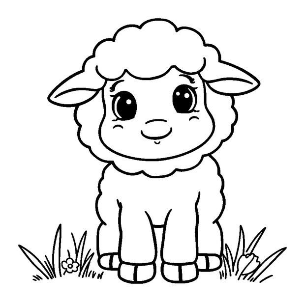 Spring Lamb colouring page — free printable for toddlers