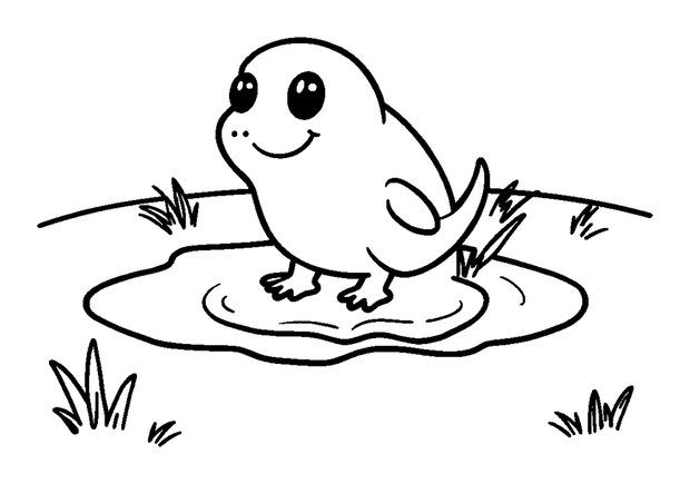 Spring Puddle colouring page — free printable for kids