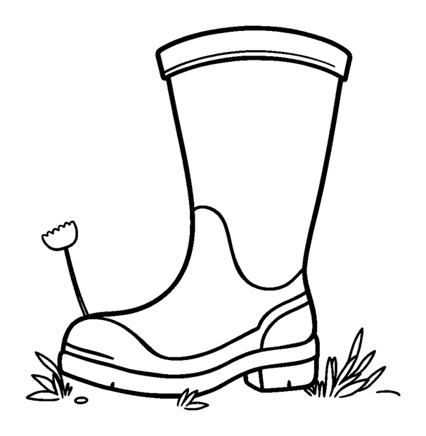 Spring Rain Boots colouring page — free printable for kids