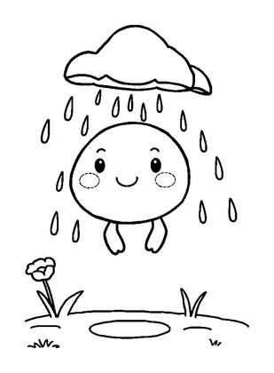 Spring Shower Colouring Page (Kids, Standard)