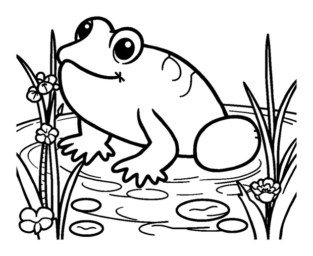 Spring Tadpole Pond New colouring page — free printable for kids