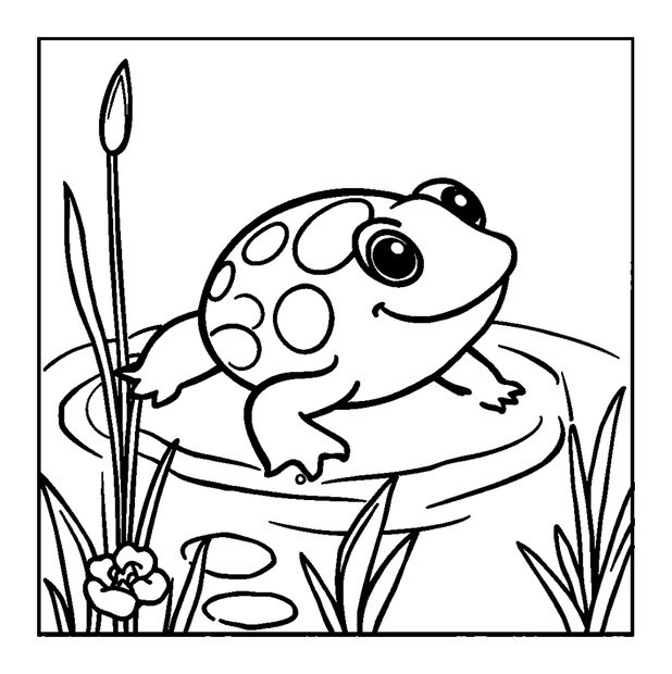 Spring Tadpole Pond New colouring page — free printable for kids