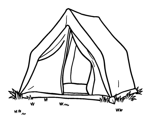 Summer Camping Tent colouring page — free printable for kids