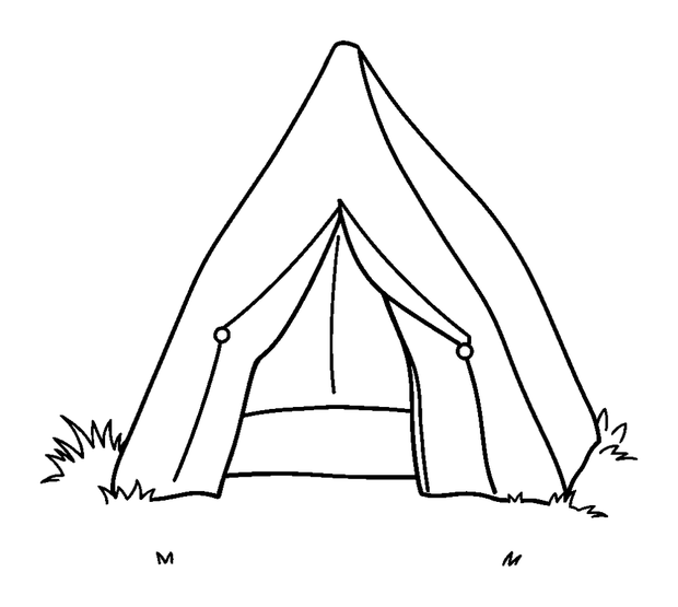 Summer Camping Tent colouring page — free printable for kids