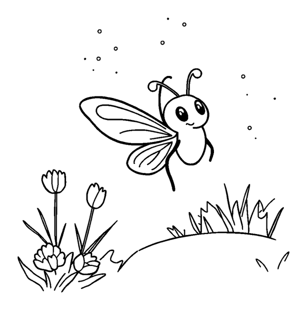 Summer Firefly Dusk colouring page — free printable for kids