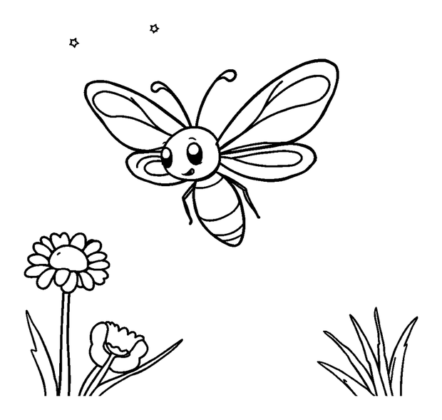 Summer Firefly Dusk colouring page — free printable for toddlers