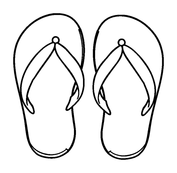 Summer Flip Flops colouring page — free printable for kids