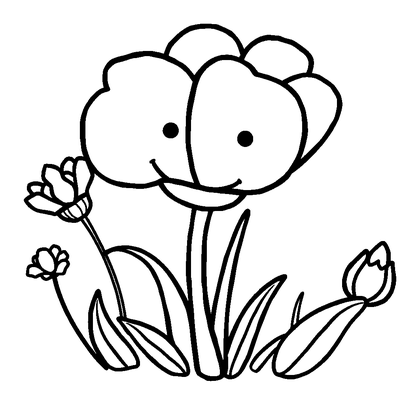 Summer Meadow Bloom Colouring Page (Kids, Bold & Easy)