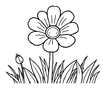 Summer Meadow Bloom Colouring Page (Kids, Standard)
