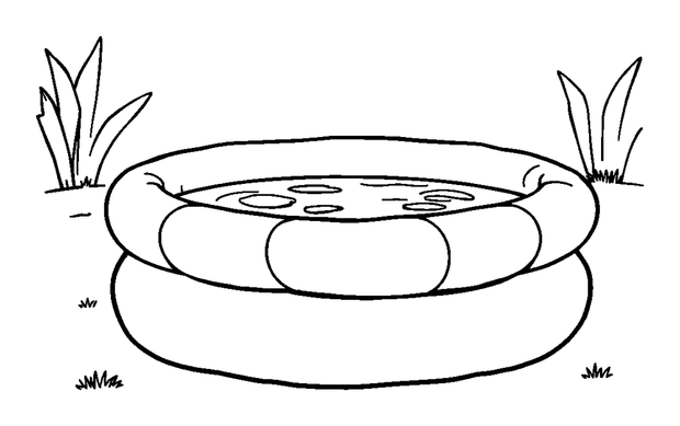 Summer Paddling Pool colouring page — free printable for kids