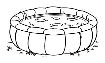 Summer Paddling Pool Colouring Page (Toddler, Bold & Easy)