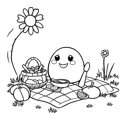 Summer Picnic Colouring Page (Toddler, Bold & Easy)