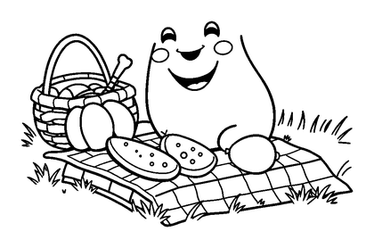 Summer Picnic Colouring Page (Toddler, Bold & Easy)