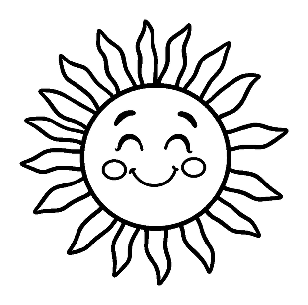 Summer Sun colouring page — free printable for kids