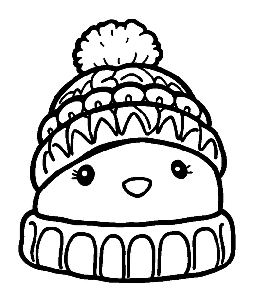 Winter Bobble Hat colouring page — free printable for kids