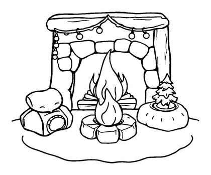 Winter Fireside Colouring Page (Kids, Standard)