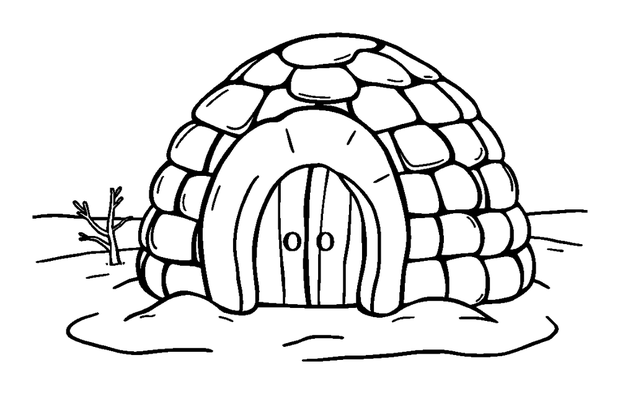 Winter Igloo colouring page — free printable for kids