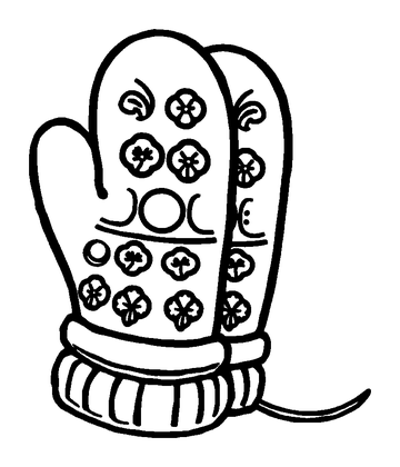 Winter Mitten Pair Colouring Page (Kids, Bold & Easy)