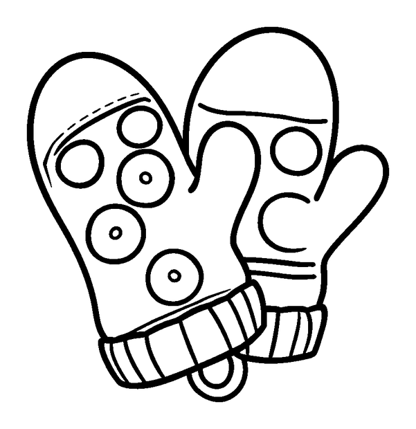 Winter Mitten Pair colouring page — free printable for kids