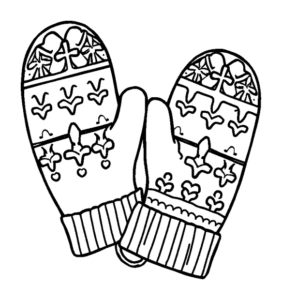 Winter Mitten Pair colouring page — free printable for toddlers