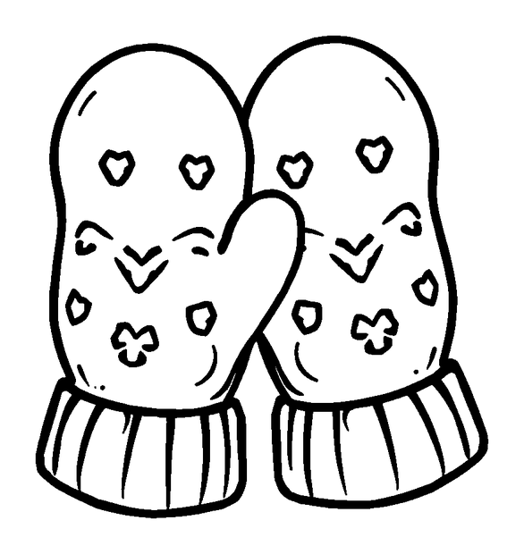 Winter Mittens colouring page — free printable for kids