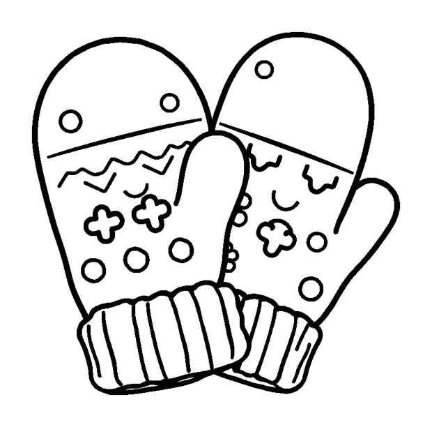 Winter Mittens colouring page — free printable for kids