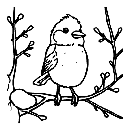 Winter Robin Colouring Page (Kids, Bold & Easy)