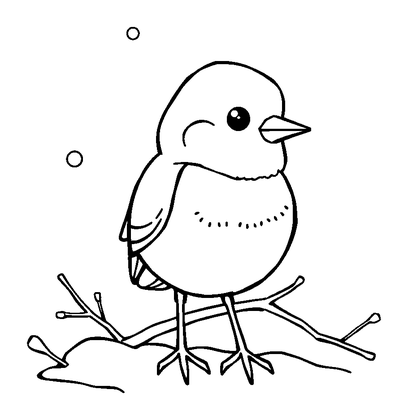 Winter Robin Colouring Page (Kids, Standard)