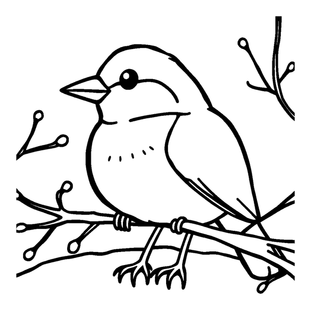 Winter Robin colouring page — free printable for toddlers
