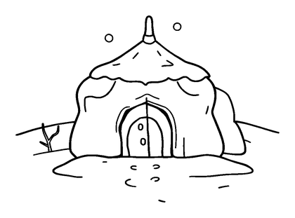 Winter Snow Fort Colouring Page (Kids, Bold & Easy)