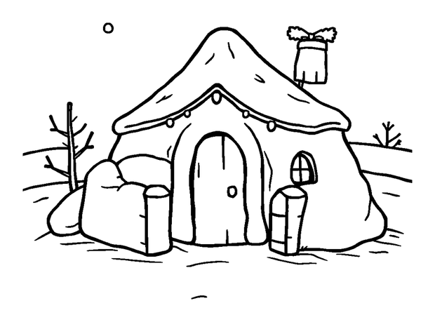 Winter Snow Fort colouring page — free printable for kids