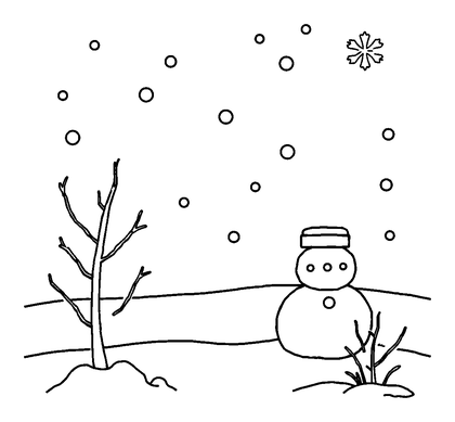 Winter Snow Colouring Page (Kids, Bold & Easy)
