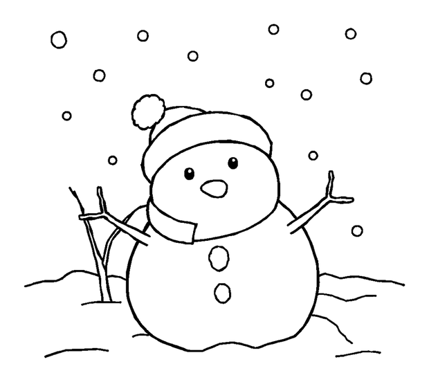 Winter Snow colouring page — free printable for toddlers