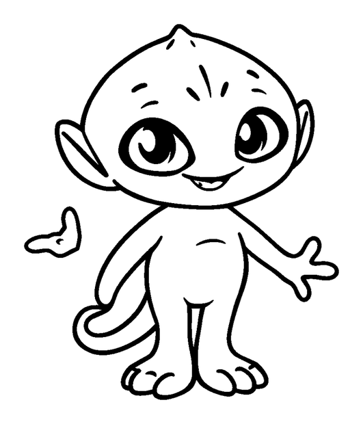 Alien Friend colouring page — free printable for kids