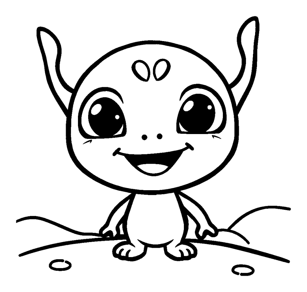 Alien Friend colouring page — free printable for toddlers