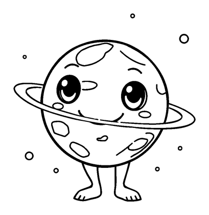 Alien Planet Colouring Page (Kids, Bold & Easy)