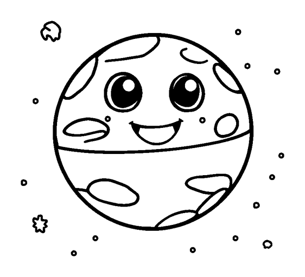 Alien Planet colouring page — free printable for kids