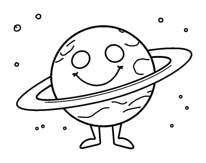 Alien Planet Colouring Page (Toddler, Bold & Easy)