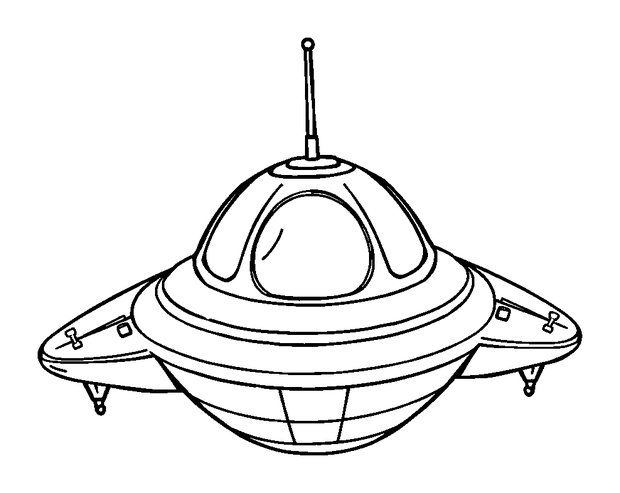 Alien Spacecraft colouring page — free printable for toddlers