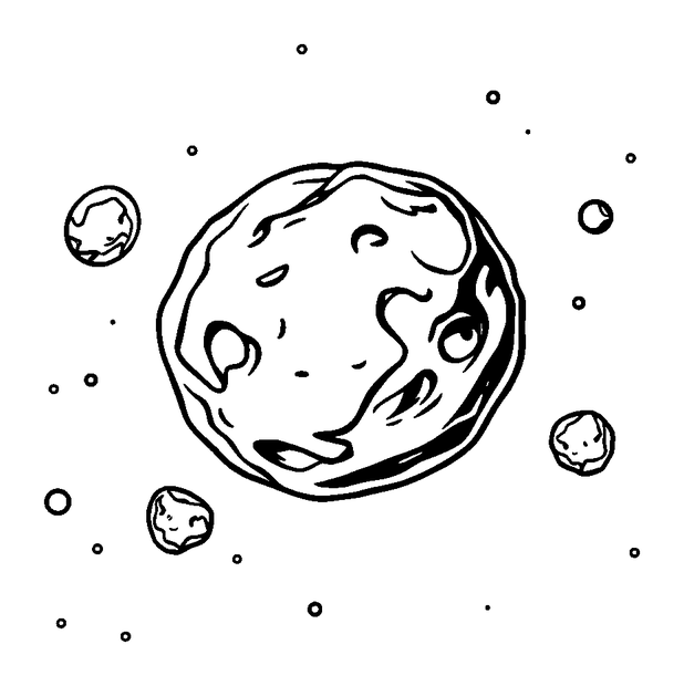 Asteroid Belt colouring page — free printable for kids