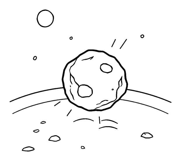 Asteroid Tumbling colouring page — free printable for kids