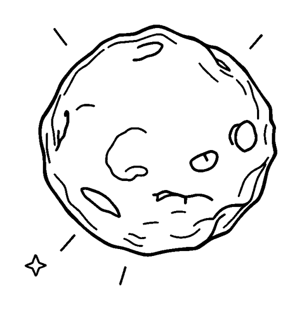 Asteroid Tumbling colouring page — free printable for toddlers