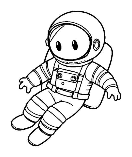 Astronaut Floating colouring page — free printable for kids