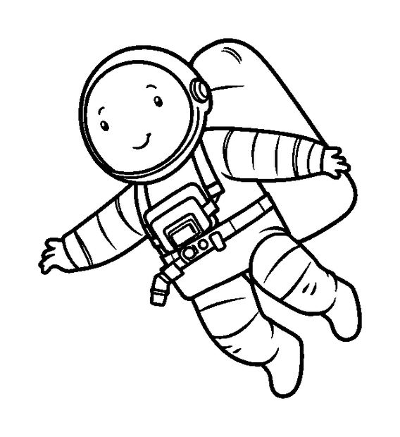 Astronaut Floating colouring page — free printable for toddlers