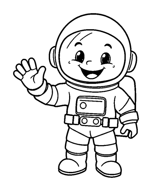 Astronaut Waving colouring page — free printable for kids