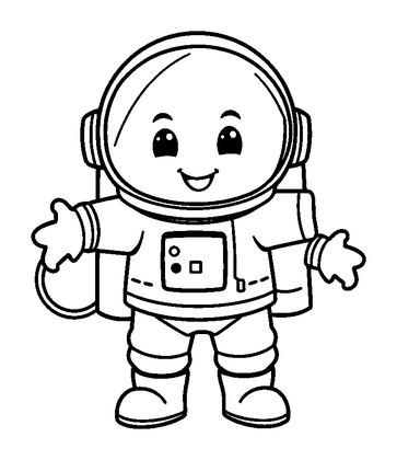 Astronaut Colouring Page (Toddler, Bold & Easy)