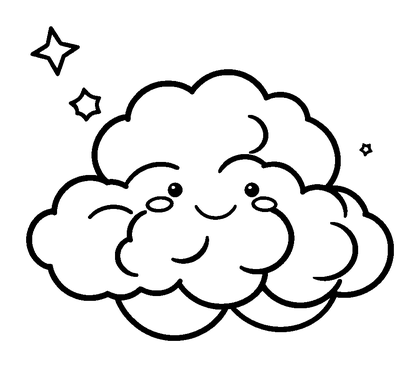 Cosmic Cloud Colouring Page (Toddler, Bold & Easy)